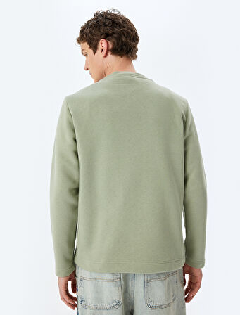 Bisiklet Yaka Pamuk Karışımlı Slogan İşlemeli Sweatshirt