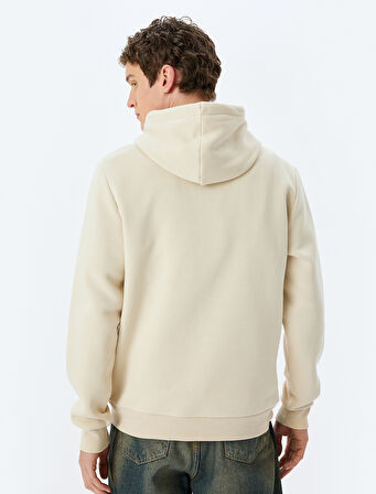 İşlemeli Şardonlu Pamuklu Kapşonlu Sweatshirt