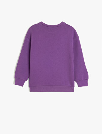 Sweatshirt Kalp Baskılı Şardonlu Pamuklu