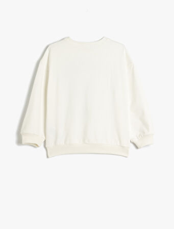 Sweatshirt Uzun Kollu Bisiklet Yaka Baskı Detaylı Pamuklu