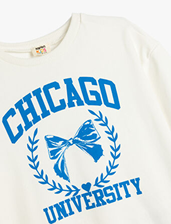 Sweatshirt Uzun Kollu Bisiklet Yaka Baskı Detaylı Pamuklu