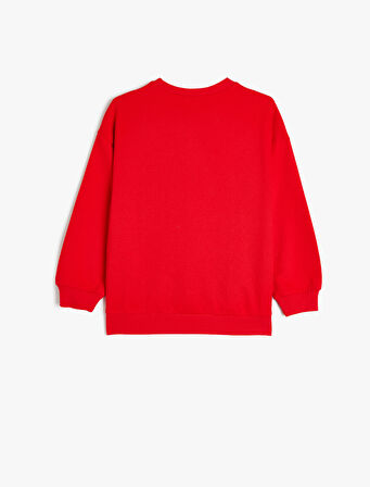 Sweatshirt Slogan Baskılı Uzun Kollu Bisiklet Yaka Pamuklu