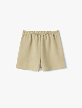 Beli Bağcıklı Keten Karışımlı Cepli Mini Şort