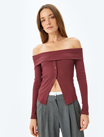 Uzun Kollu Omzu Açık Hırka