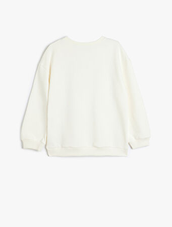 Baskılı Uzun Kollu Bisiklet Yaka Sweatshirt