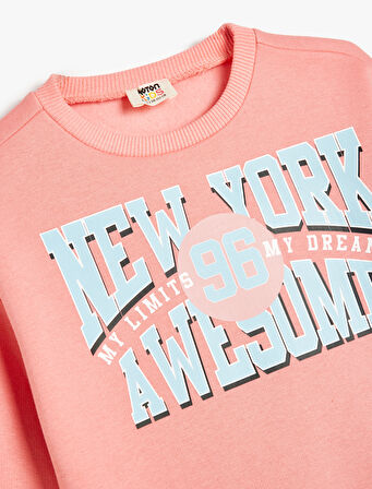 Sweatshirt Şehir Baskılı Bisiklet Yaka Uzun Kollu Pamuklu