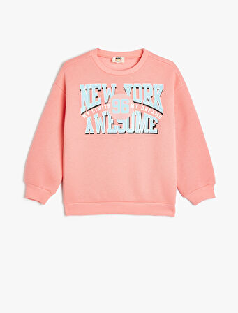 Sweatshirt Şehir Baskılı Bisiklet Yaka Uzun Kollu Pamuklu