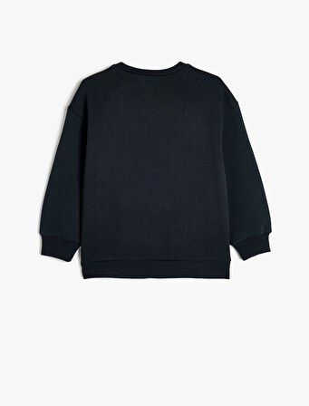 Sweatshirt Slogan Baskılı Uzun Kollu Bisiklet Yaka Pamuklu