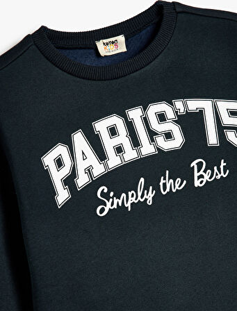 Sweatshirt Slogan Baskılı Uzun Kollu Bisiklet Yaka Pamuklu