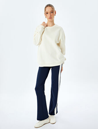 Oversize Bisiklet Yaka Uzun Kollu Sweatshirt