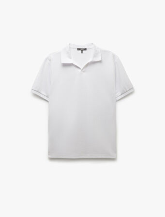 Kısa Kollu Regular Fit Pamuk Karışımlı V Yaka Polo Tişört