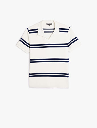 Viskon Karışımlı Regular Fit Kısa Kollu Çizgili Polo Yaka Tişört