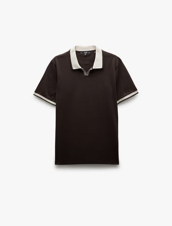 Slim Fit Pamuklu Renk Kontrast Detaylı Kısa Kollu V Yaka Polo Tişört