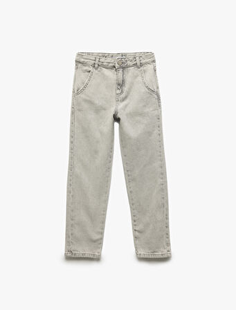 Beli Ayarlanabilir Lastikli Cep Detaylı Pamuklu Denim Pantolon