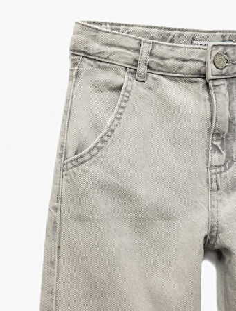 Beli Ayarlanabilir Lastikli Cep Detaylı Pamuklu Denim Pantolon
