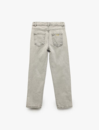Beli Ayarlanabilir Lastikli Cep Detaylı Pamuklu Denim Pantolon