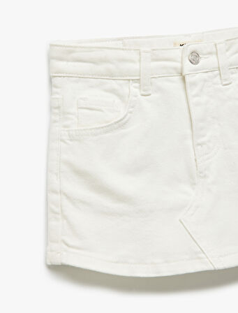 Pamuklu Cep Detaylı Basic Denim Şort Etek
