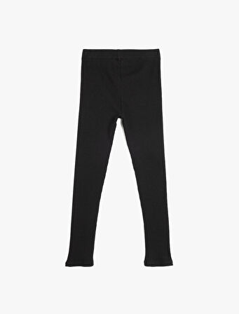 Beli Lastikli Etiket Detaylı Pamuklu Basic Tayt