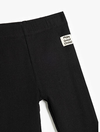 Beli Lastikli Etiket Detaylı Pamuklu Basic Tayt