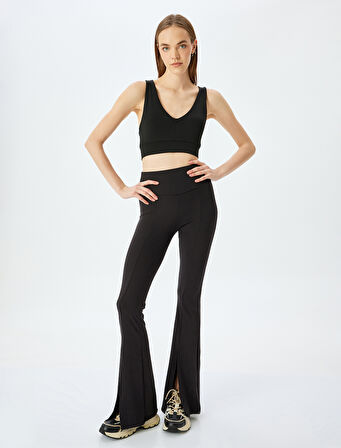 U Yaka Kaplı Çapraz Askılı Slim Fit Sporcu Sütyeni