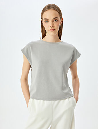 Rahat Kalıp Bisiklet Yaka Sırt Detaylı Modal Spor Tişört