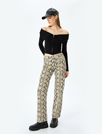 Fermuarlı Omzu Açık Uzun Kollu Slim Fit Tişört