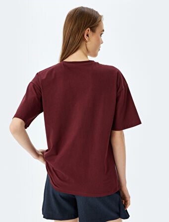 Kolej Baskılı Kısa Kollu Bisiklet Yaka Rahat Kalıp Tişört