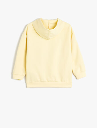 Kapşonlu Uzun Kollu Slogan Baskılı Oversize Sweatshirt
