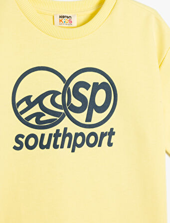 Slogan Baskılı Kısa Kollu Bisiklet Yaka Oversize Tişört