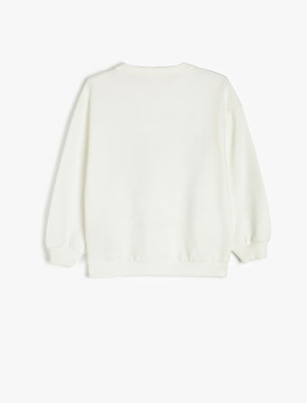 Kolej Baskılı Uzun Kollu Bisiklet Yaka Sweatshirt