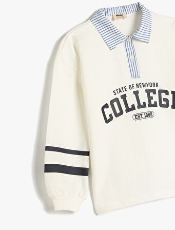 Uzun Kollu Gömlek Yaka Oversize Sweatshirt