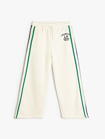 Baskı Detaylı Beli Bağlamalı Cepli Biyeli Eşofman Altı 