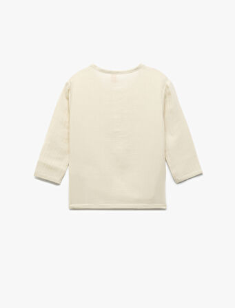 Kısa Kollu Bisiklet Yaka Düğmeli Pamuklu Müslin Gömlek