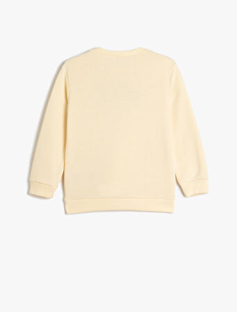Sweatshirt Dinozor Baskılı Bisiklet Yaka Uzun Kollu Şardonlu