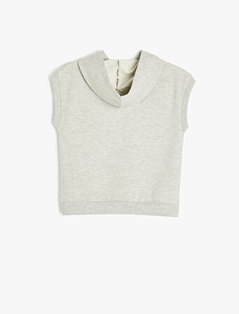 Pamuk Karışımlı Kapşonlu Kolsuz Sweatshirt