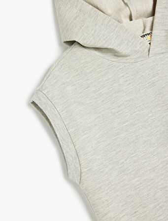Pamuk Karışımlı Kapşonlu Kolsuz Sweatshirt