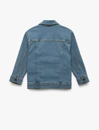Pamuklu Cep Detaylı Uzun Kollu Düğmeli Denim Ceket