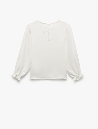 Bisiklet Yaka Uzun Kollu Viskon Bluz