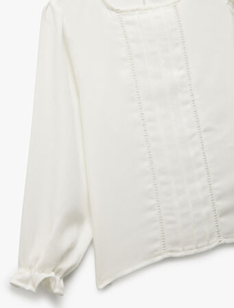 Bisiklet Yaka Uzun Kollu Viskon Bluz