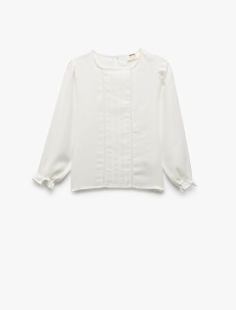 Bisiklet Yaka Uzun Kollu Viskon Bluz