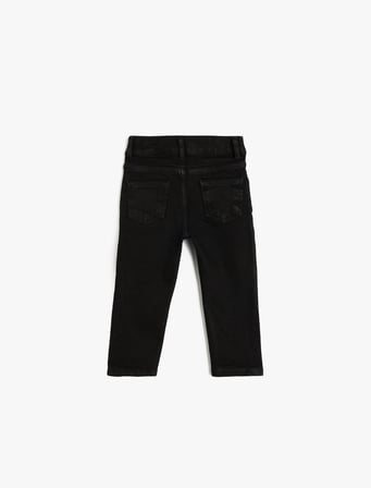 Pamuklu Cep Detaylı Katlamalı Paça Denim Pantolon