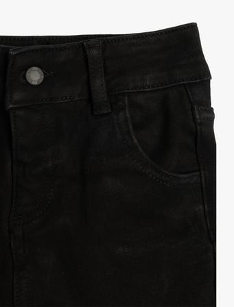 Pamuklu Cep Detaylı Katlamalı Paça Denim Pantolon