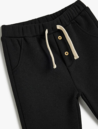 Beli Bağlamalı Pamuklu Şardonlu Eşofman Altı 