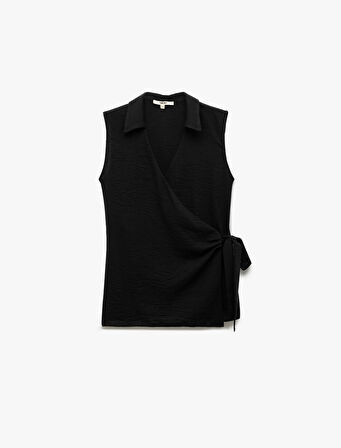 Kolsuz Yandan Bağlama Detaylı Kruvaze Gömlek