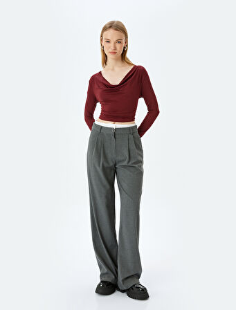 Uzun Kollu Degaje Yaka Slim Fit Tişört