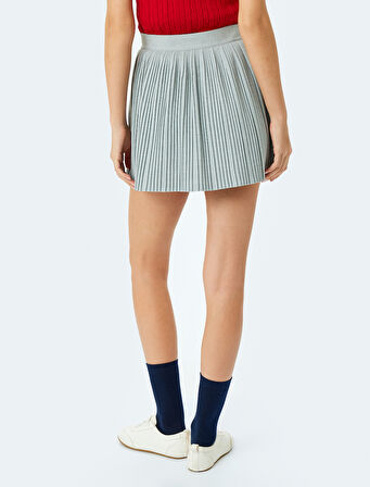 Standart Bel İnce Piliseli Mini Etek