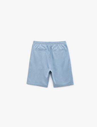 Cepli Keten Viskon Karışımlı Bermuda Oversize Beli Bağcıklı Şort