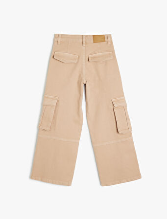 Kargo Cepli Düğme Detaylı Pamuklu Denim Pantolon