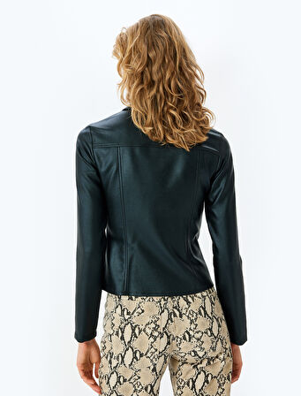 Slim Fit Uzun Kollu Suni Deri Gömlek