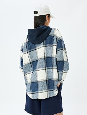 Kapüşonlu Cepli Oversize Uzun Kollu Oduncu Gömleği